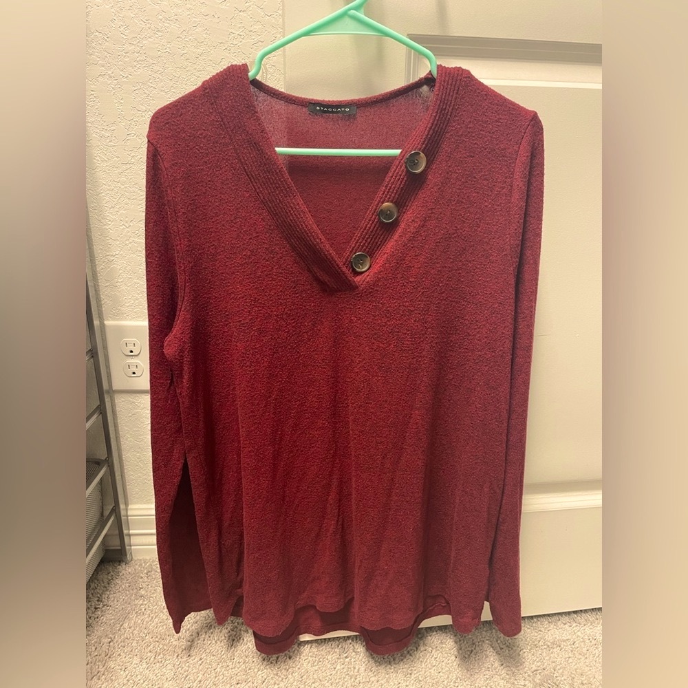 Thin Dark Red sweater blouse Size Large